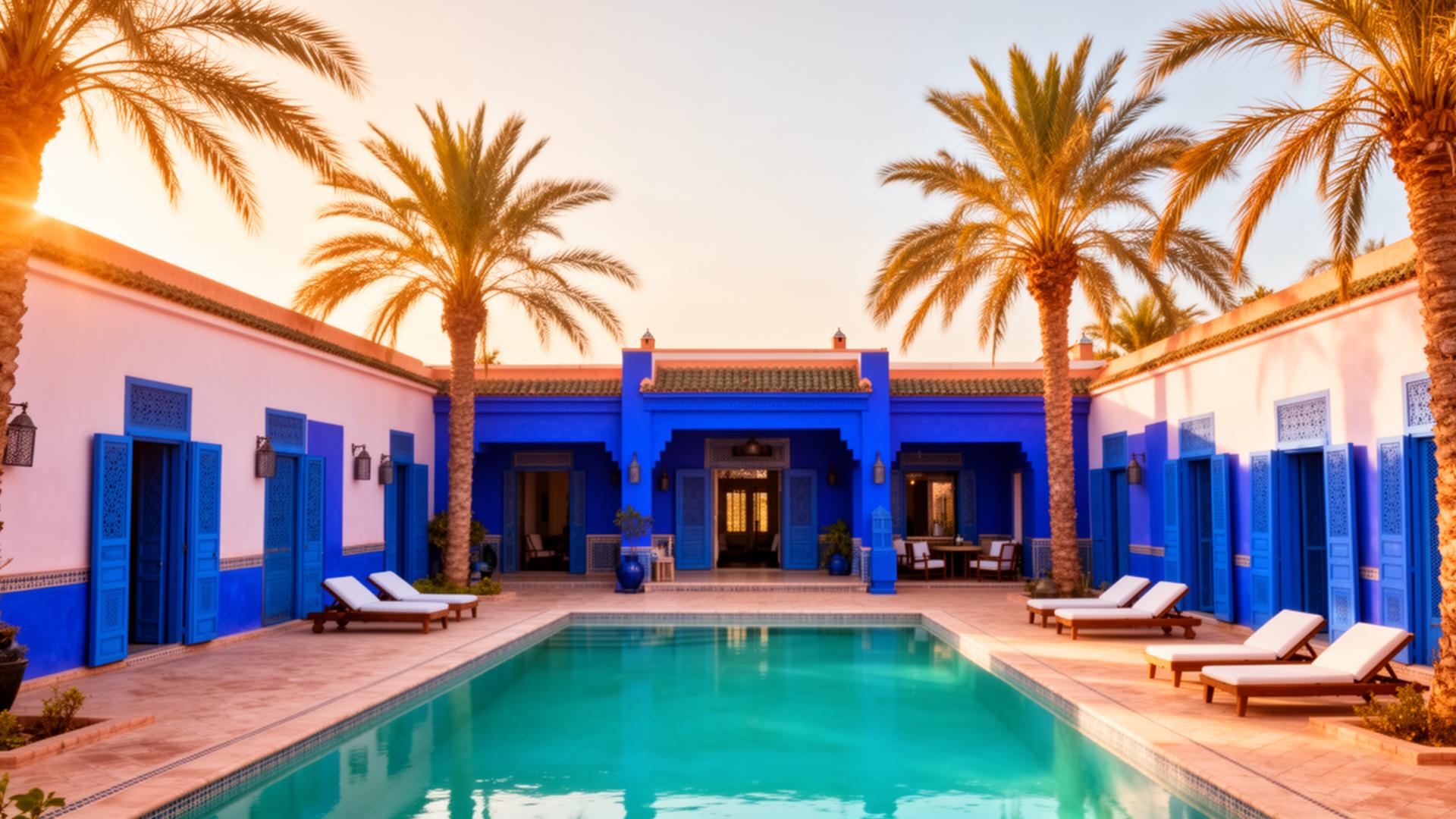 Majorelle blue villa with pool in Marrakech